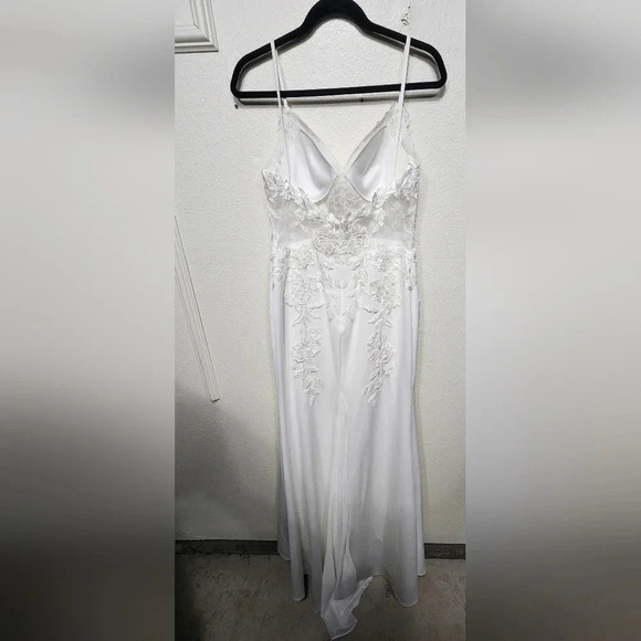 Lulus Vision of Romance White Sheer Mesh Embroidered Sequin Maxi Dress Bride - Picture 11 of 13